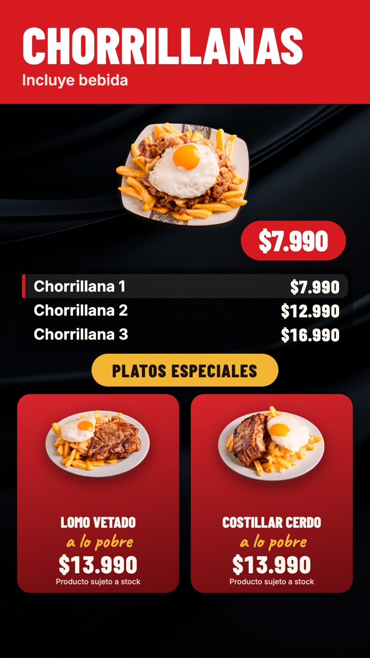 Plantilla de combos y platos especiales